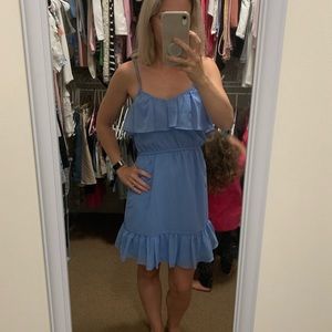 Blue Ruffle Mini Dress